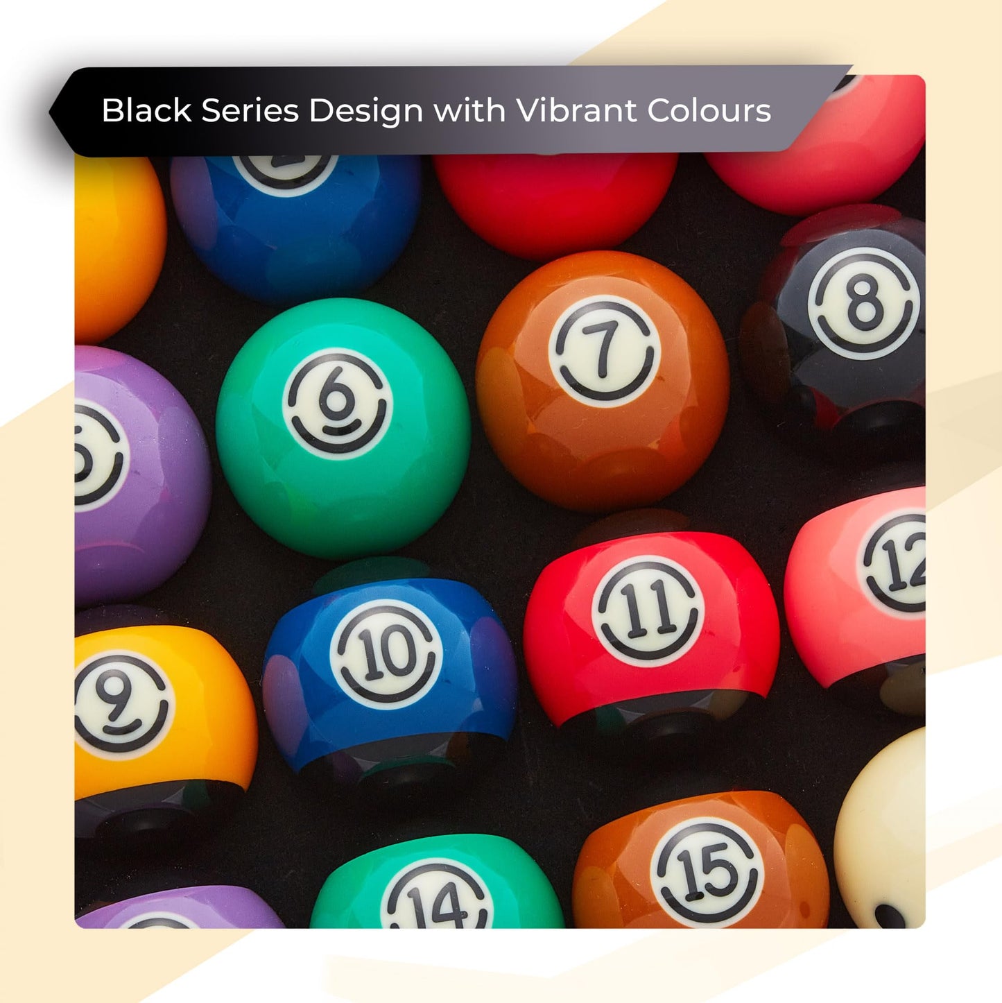Cue-King Black Edition Pool Balls, Grade AA+ 2-1/4" Regulation Size Set with Pro Dotted Cue Ball