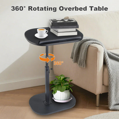 YYW Side Table TV Tray for Couch, 90° Tiltable, Height Adjustable, Black