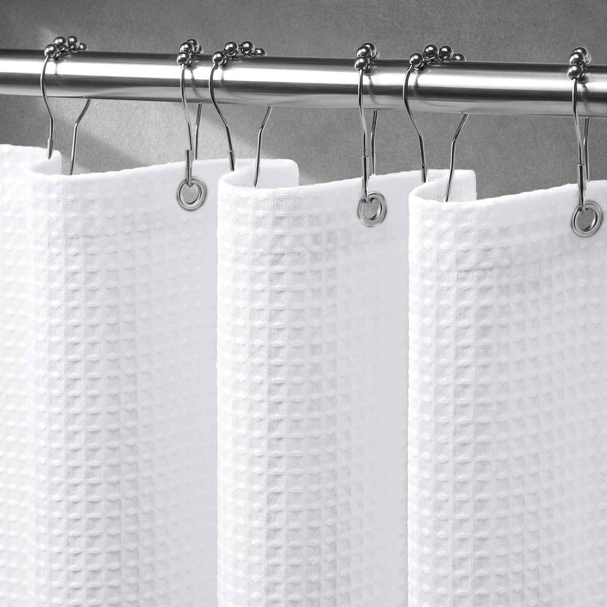 NDDYCU White Waffle Shower Curtain Weighted Waterproof Wet Room 180x180 cm