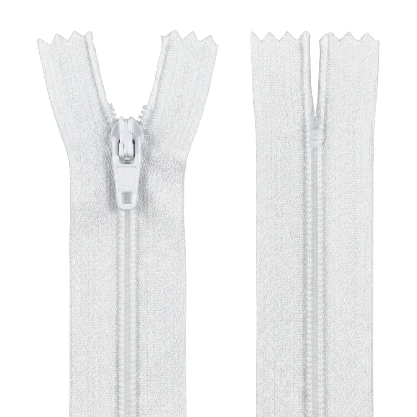 9" (22.9cm) White Zip - Closed-End - Dressmaking, Sewing & Craft