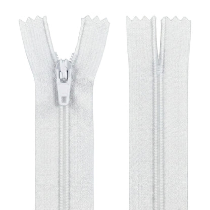 9" (22.9cm) White Zip - Closed-End - Dressmaking, Sewing & Craft