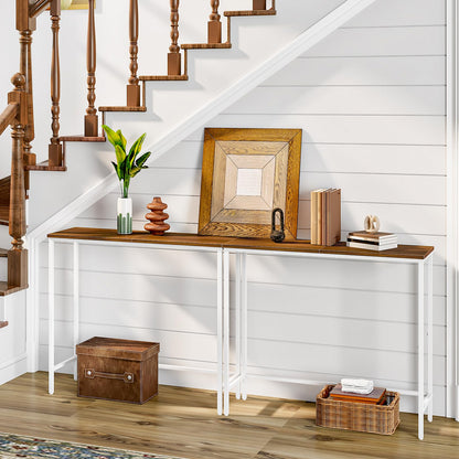 HOOBRO Console Table, Slim Console Table for Hallway, Metal Frame, Compact Display Table, Sofa Table for Small Spaces, Entryway, Living Room, Sturdy