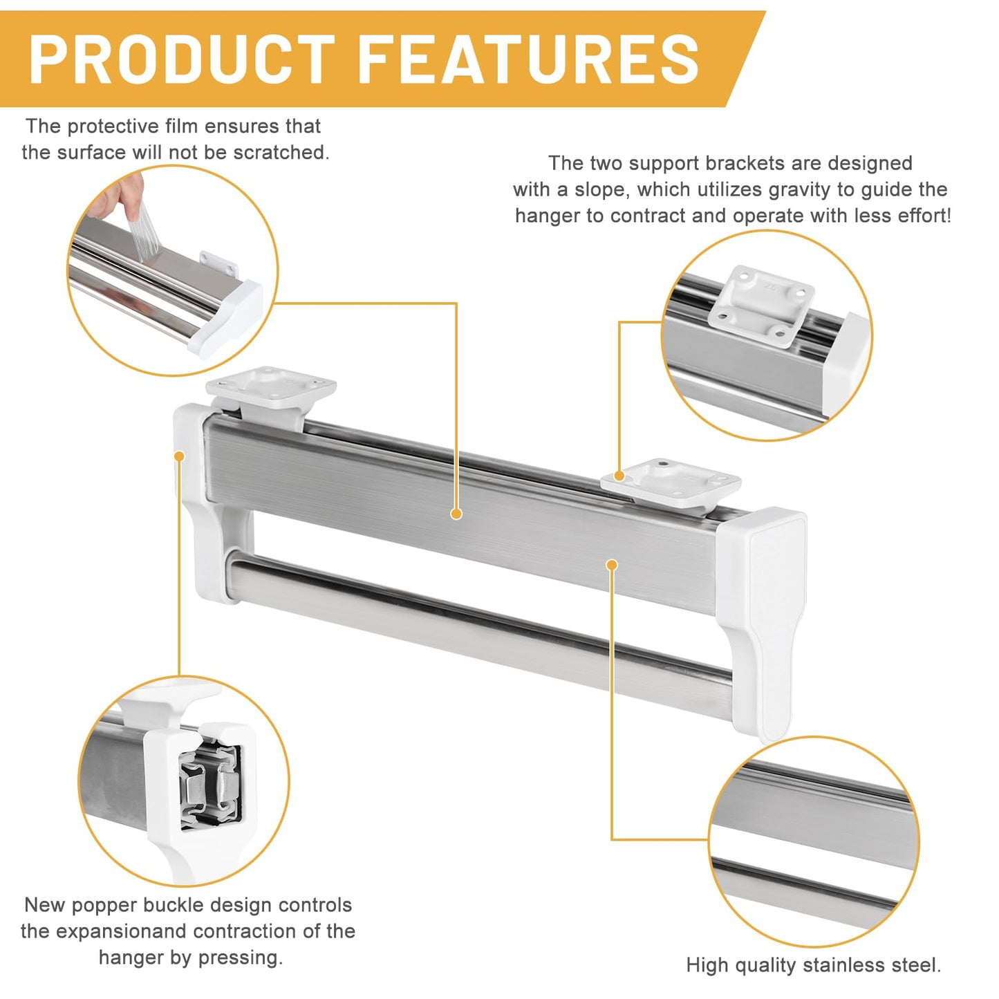DBREAKS Extendable Clothes Rail for 300 mm Depth