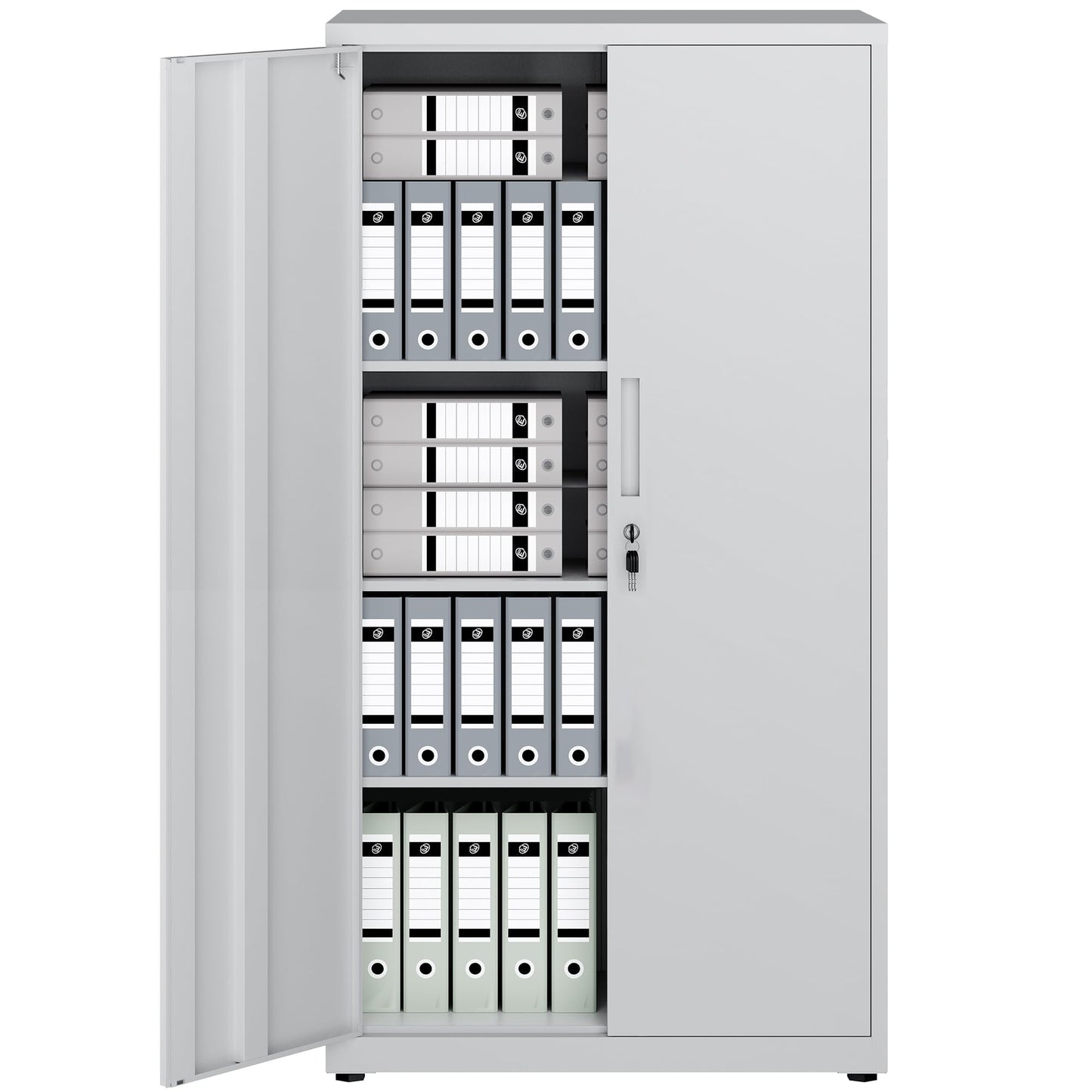 LAND·VOI Steel Storage Cabinet, 4-Tier Lockable Cabinet with Adjustable Shelves, Double-Door Cupboard Storage, For Home, Office Storage