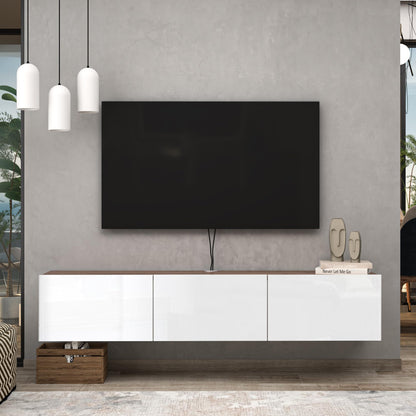 ATELIER MOBILI Floating TV Stand, Modern White TV Console, 63 Inch, Living Room Entertainment Center