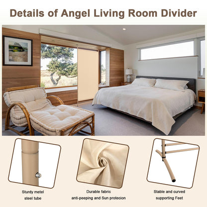Angel Living 1 Panel Room Divider, Privacy Screen Composed of Polyester Fabric and Sturdy Iron Frame