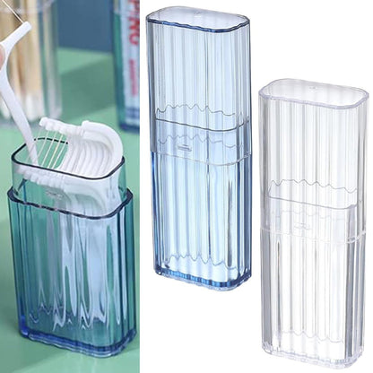 DILUSILK Cotton Bud Holder, 2 Pcs Portable Travel Cotton Bud Holder with Dustproof Lid,for Cotton Swabs, Dental Floss