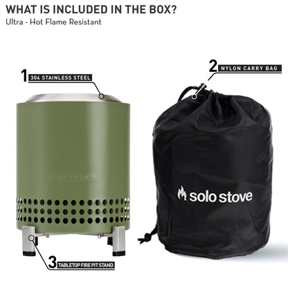 Solo Stove Mesa XL Tabletop Fire Pit with Stand | Low Smoke Outdoor Table Top Fire Pit | Fueled by Pellets or Wood, Stainless Steel, With Travel Bag,