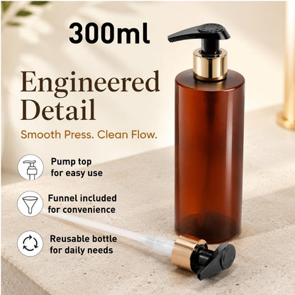 2 Pcs Hand and Dish Soap Dispenser Set, 300 ML Plastic Washing Up Liquid Dispenser Bottles