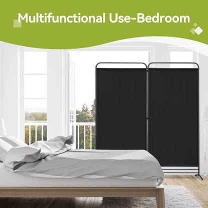 Angel Living 2 Panels Folding Room Divider, Privacy Screen Composed of Polyester Fabric and Sturdy Iron Frame