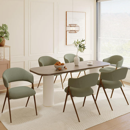 COLAMY Ergonomic Linen Dining Chair with 135° Recline, Breathable Cotton-Linen Fabric, Wooden-Look Metal Legs, 125kg Capacity