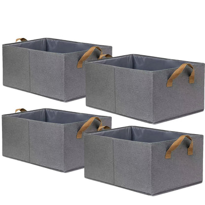 MEgegulo Foldable Storage Boxes, Set of 4 Non-Woven Fabric Box with Handle, 47 x 28 x 20 cm, for Shelves,Clothes Basket Containers