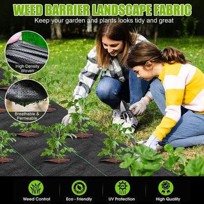 BEGONDIS Heavy Duty Weed Control Membrane with Garden Pegs- Premium Garden Membrane for Weed Barrier, Landscaping Fabric & Ground Cover & Weed Block