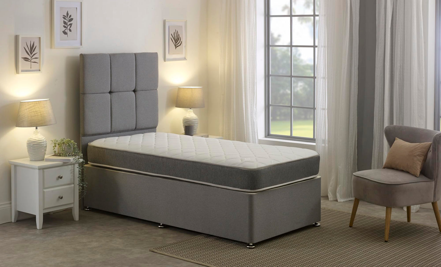 Extreme Comfort Hybrid Grey Essentials Mattress | 3ft Single (90cm x 190cm) | Memory Foam & Bonnell Spring | Plush Feel | Cooltouch Plus Sleep Surface
