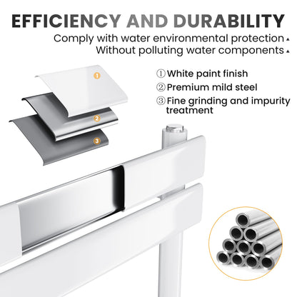 ELEGANT 1600 x 600mm White Flat Panel Bathroom Heated Towel Rail