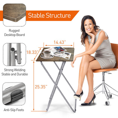 Small Folding Table, Folding Coffee Tables, Side Table 2 Set, TV Tray Table