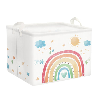 Clastyle Rainbow Baby Laundry Hamper Collapsible Clothes Kids Storage Basket Waterproof Girls Toy Box for Nursery Room, Cloud, 40x30x30 cm