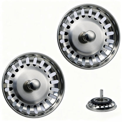 InYoHui 2 Pack Kitchen Sink Plug Strainer Stainless Steel 80mm UK Sinks