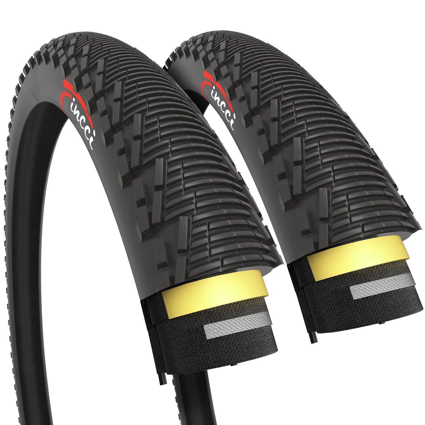 Fincci Pair Bike Tyres 26x1.95 Inch 53-559 MTB Hybrid Tyre with 3mm Anti puncture Proof Protection 60 TPI for Cycle Road Mountain Hybrid Bike Bicycle
