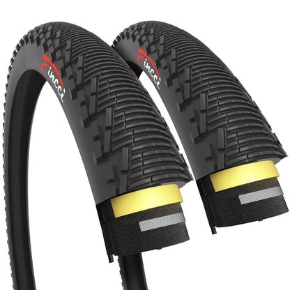 Fincci Pair Bike Tyres 26x1.95 Inch 53-559 MTB Hybrid Tyre with 3mm Anti puncture Proof Protection 60 TPI for Cycle Road Mountain Hybrid Bike Bicycle