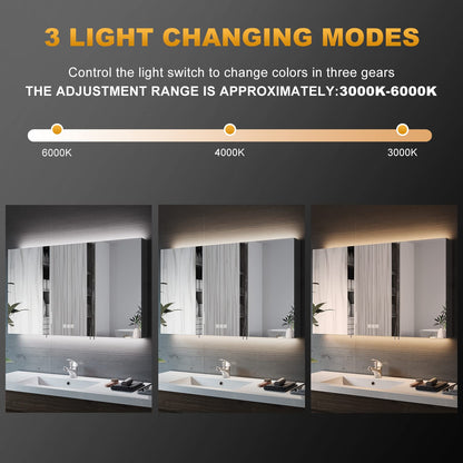 ELEGANT Triple Door Bathroom Mirror Cabinet with Shaver Socket, 1000x600mm