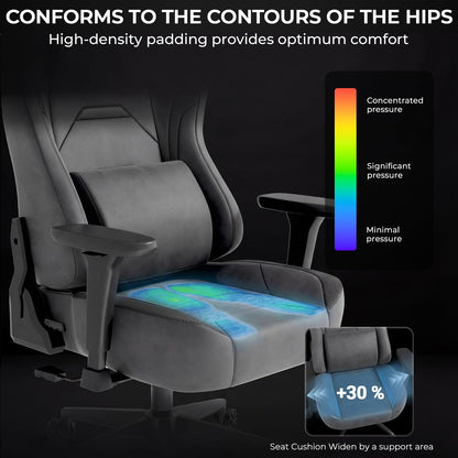 JUMMICO Suede Gaming Chair, Ergonomic Office Chair with 3D Armrests, Desk Chair with Wider Backrest for Gaming, Working, Study
