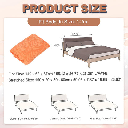 sourcing map Bed Headboard Slipcover, 150cm Jacquard Fabric Stretch Protector Covers, Dustproof Cover for Queen Size Headboard Bedroom Decor, Orange