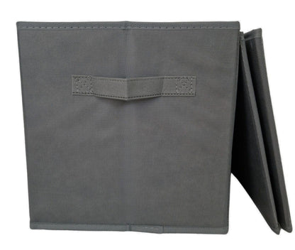 Aryllis Folding Storage Boxes, Dark Grey, Pack of 4, Collapsible Fabric Storage Cubes - 27cm x 27cm