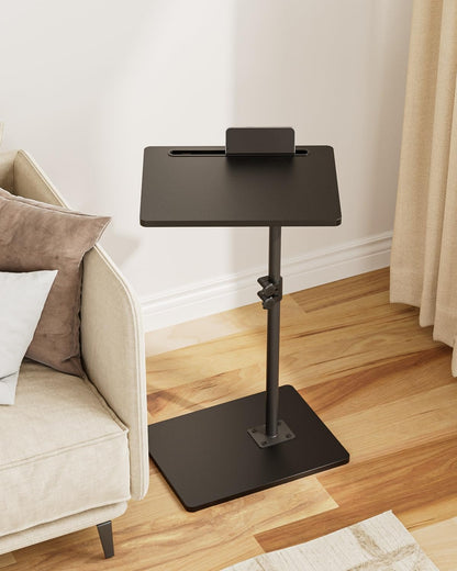 HEYZOEY C-Shaped Side Table Adjustable, 360° Swivel Sofa End Table, 40x30x45-83cm, Small Coffee Table, Bedside Table for Living Room, Bedroom (Black)