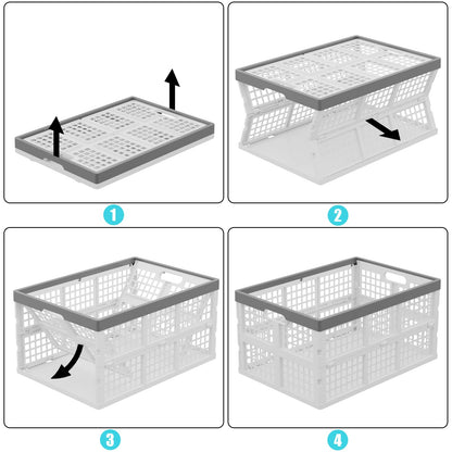 Buyitt 4-Pack 30 L Plastic Collapsible Crates, Stackable Storage Bins