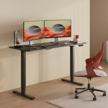 SANODESK 140 * 60 Electric Standing Desk Height Adjustable Standing Desk Sit Stand Tablewith Cablemanagement Tray Adjustable Desk Stand Up Desk with