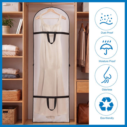 Dntorx 2PCS Long Dress Bags Covers PEVA Wedding Dress Bags 71in, White