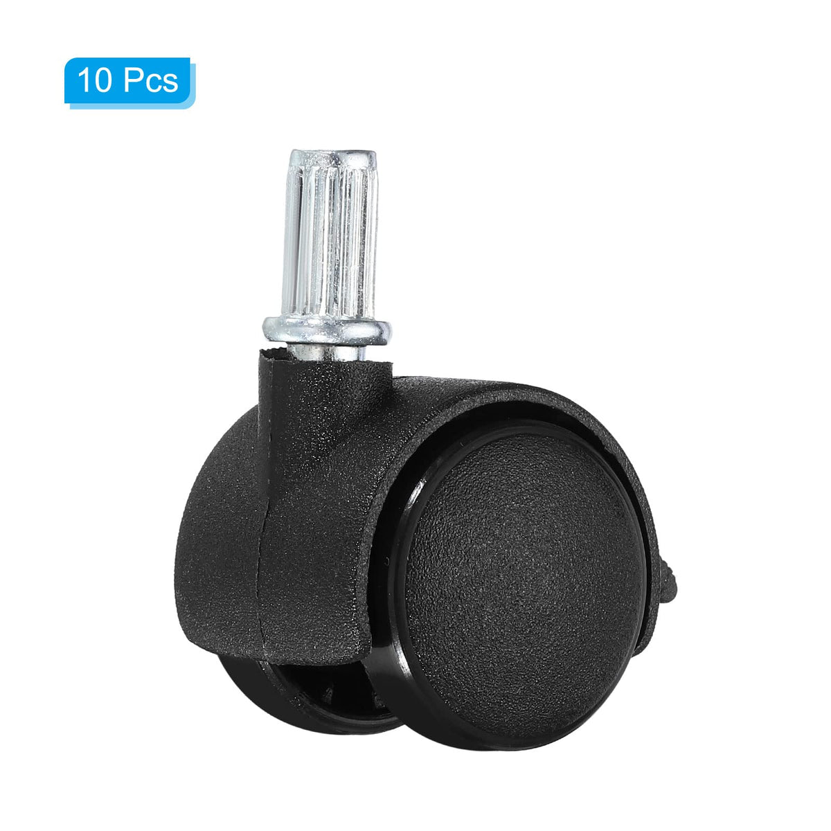 PATIKIL 1 Inch Stem Swivel Casters, 10 Pack Nylon 360 Degree Swivel Stem Wheels with Brake for Chair Desk Furniture Replacement, Black