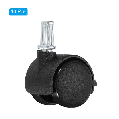 PATIKIL 1 Inch Stem Swivel Casters, 10 Pack Nylon 360 Degree Swivel Stem Wheels with Brake for Chair Desk Furniture Replacement, Black