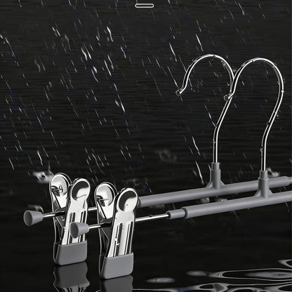10 Pack Trouser Hanger, 30cm Pants Hangers Space Saving Skirt Hangers with Adjustable Clips,Heavy Duty Clothes Coat Garment Jeans Hangers