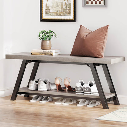 LVB Shoe Storage Bench Entryway Benches for Hallway 120cm Gray Oak