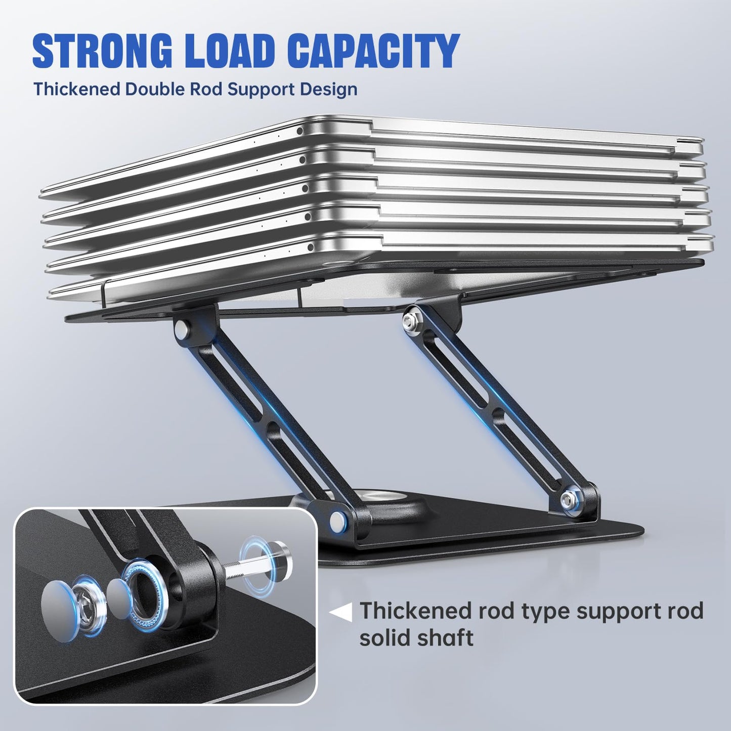 JOYEKY Laptop Stand for Desk, Adjustable Computer Stand with 360° Rotating Base, Ergonomic Laptop Riser for Collaborative Work
