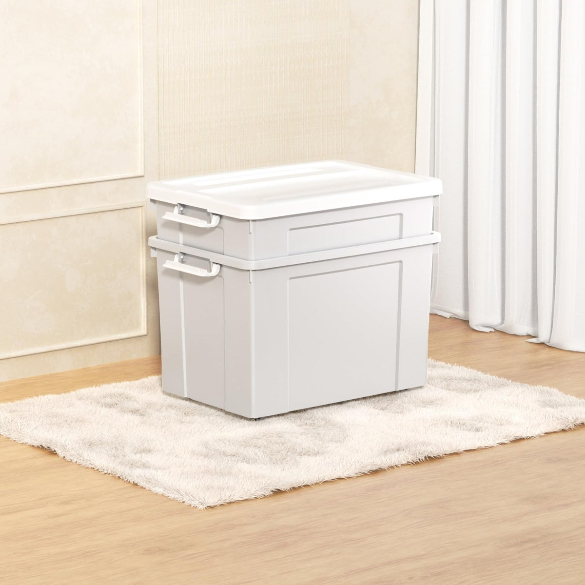 Cetomo 90L*3 Storage Boxes, Plastic Storage Box with Lids, Organizing Container with Secure Latching Buckles, Stackable, Nestable