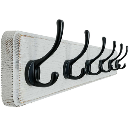 Dseap Coat Rack Wall: 60cm Long, Patented, Heavy-Duty, 6-Double-Hooks Wooden Wall Mounted Coat Rack Coat Hanger Hook Rail for Winter Coats Hat Jacket