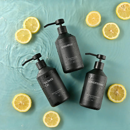Janxin 3 500ml Black Soap Dispenser, Refillable Shampoo and Conditioner Bottles, Shampoo and Conditioner Dispenser