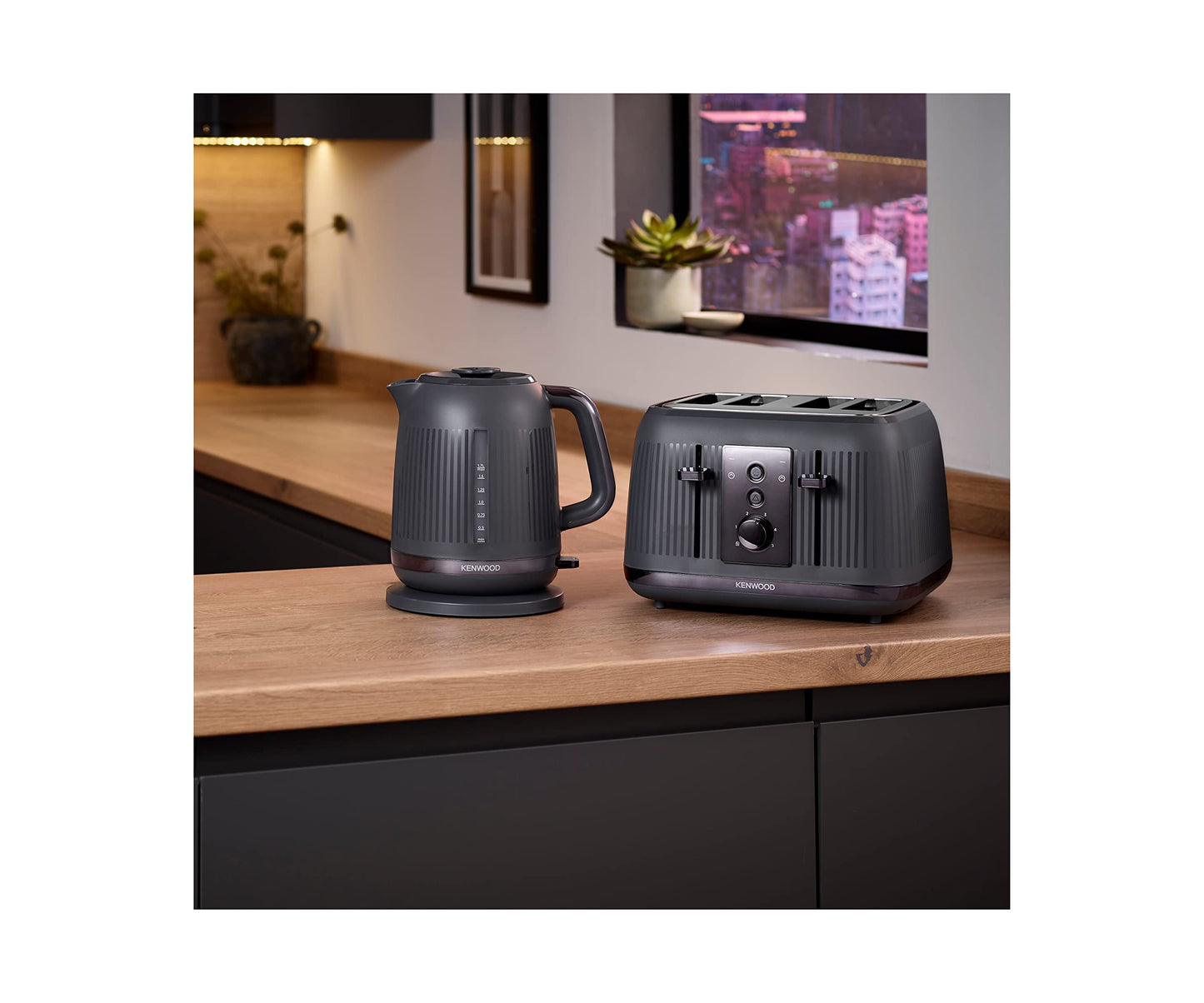 Kenwood Dusk Toaster, 4 Slot Toaster, Reheat, 5 Browning Settings, Defrost And Cancel Functions, Pull Crumb Tray, TFP30.000GY, 1800W, Slate Grey