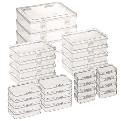 Thintinick 28 Pack Rectangular Mixed Sizes Clear Plastic Storage Containers