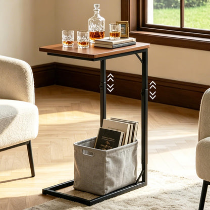 OFIDELITY Side Table, Height Adjustable C table, End Table for Sofa, Couch & Bedside