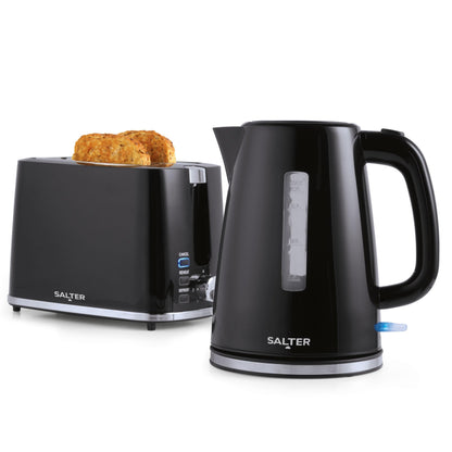 Salter COMBO-9133 Deco Kettle and Toaster Set  Rapid Boil 3 kW Kettle With Removable Limescale Filter, 2-Slice Wide Slot Electric Toaster, Crumb