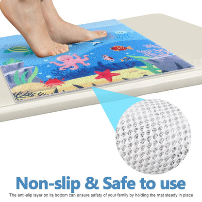 Square Shower Mat 60x60 cm, Loofah Shower Mats for Inside Shower, Non Slip Anti Mould Bath Mat