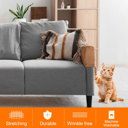 sourcing map Stretch Sofa Armrest Covers Camel 2 Pcs