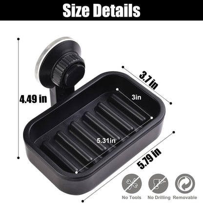 Suction Soap Dish for Bathroom, Shower Soap Bar Holder Tray with Drainage