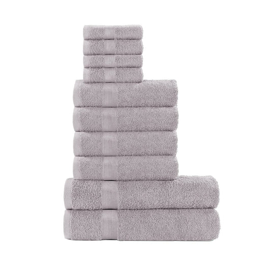 clicktostyle Pure Cotton 10 Piece Thick Highly Absorbent Towel Bale Set 4 Face 4 Hand 2 Bath Towels (Dim Grey)