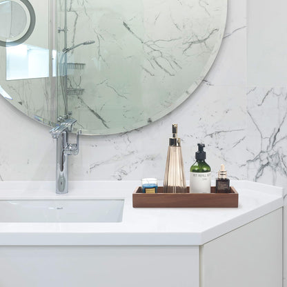 Bathroom Vanity Tray, Bathroom Tray for Counter, Acacia Wood Toilet Tank Tray for Organizing and Home Decor (30 x 11.5 x 4 cm)