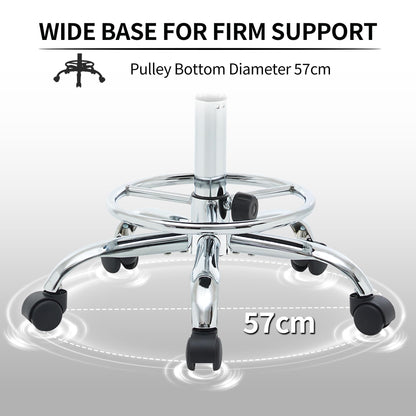 FIRAVOE Adjustable Rolling Office Stool with Backrest and Footrest, Massage Drafting Chair 49.5–67.6 cm Height